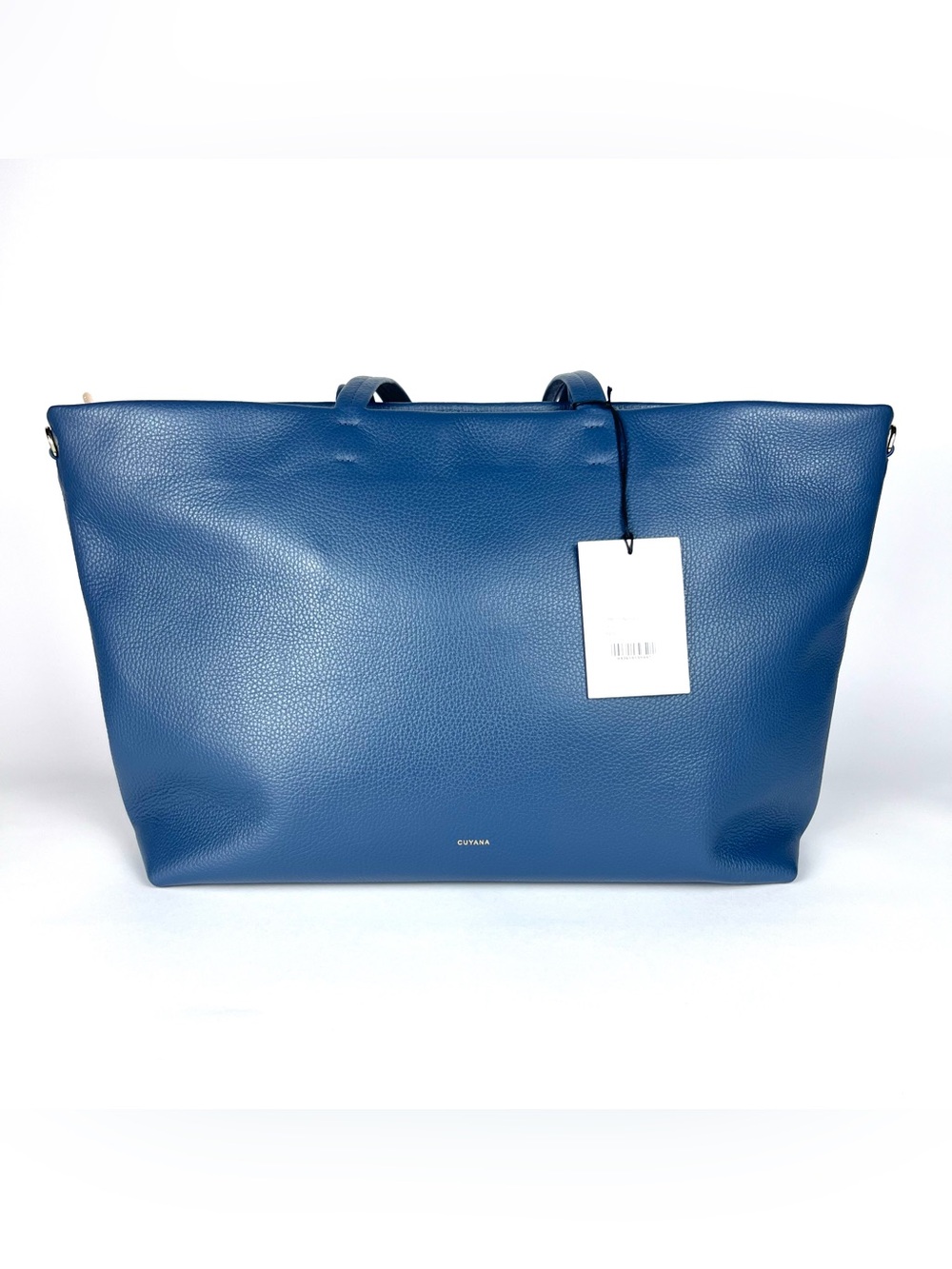 Cuyana Classic Easy Zipper Tote Rare Indigo Blue Italian Pebbled Leather Large